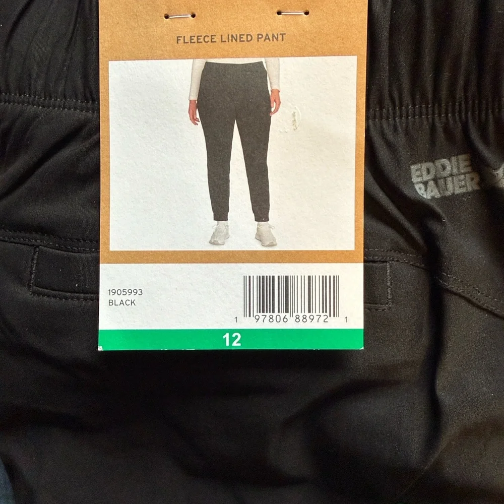 Fleece Lined Black Women’s Pants - Size 12 - Picture 2 of 3